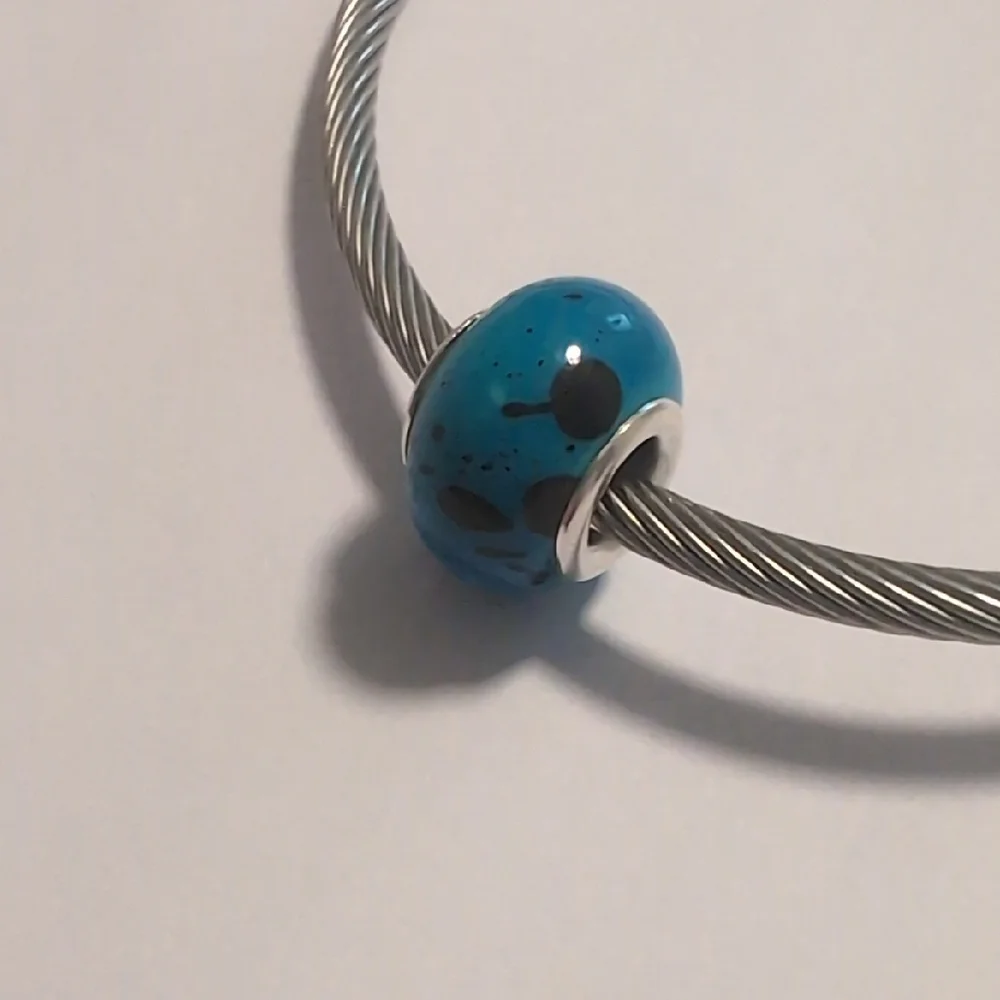 Blue And Black‎ Splattered Charm for Pandora Style Bracelet